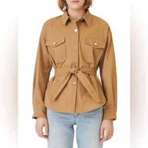 Maje- Baki Belted Shirt Jacket in Camel. Size US XS